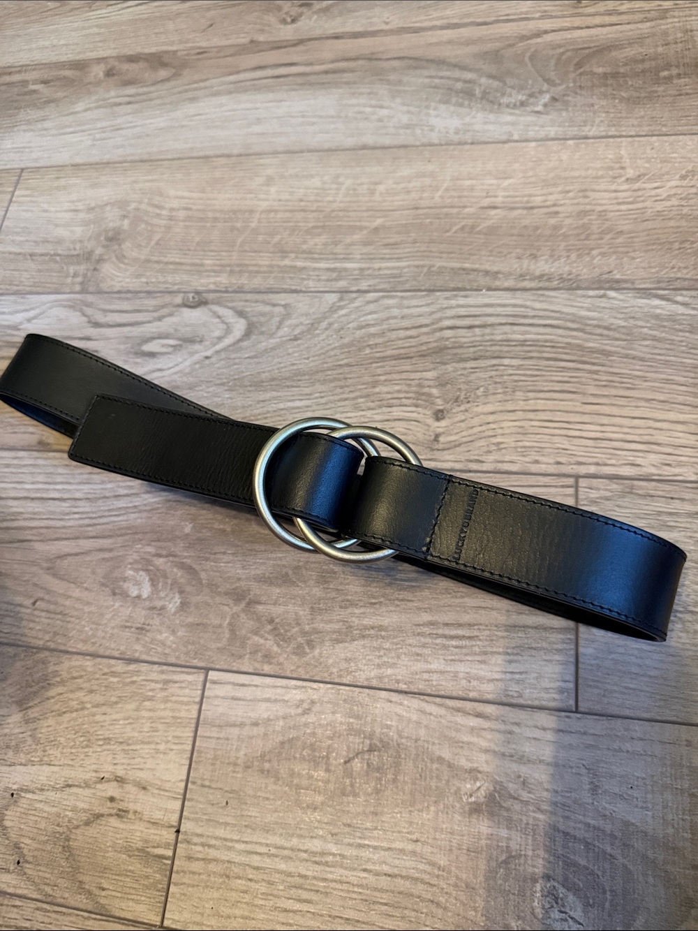NWT Lucky Brand black leather silver ring belt xs/small